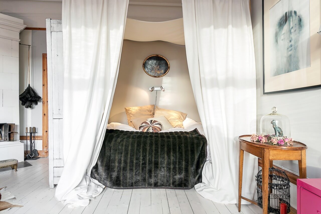 53 Studio Apartments with a Curtain Room Divider 61 bohemian-style-curtain-dividers-nordroom
