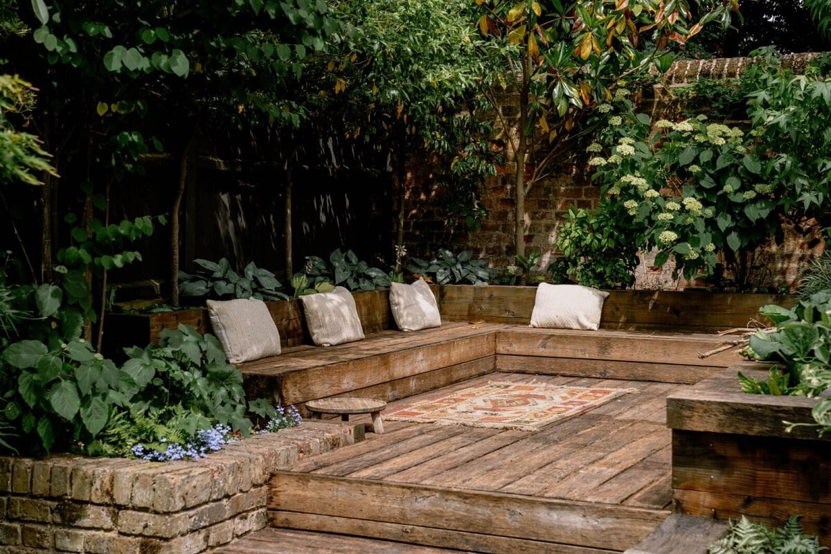 A Warm Living Room in a Historic English Home 25 built-in-benches-seating-garden-nordroom