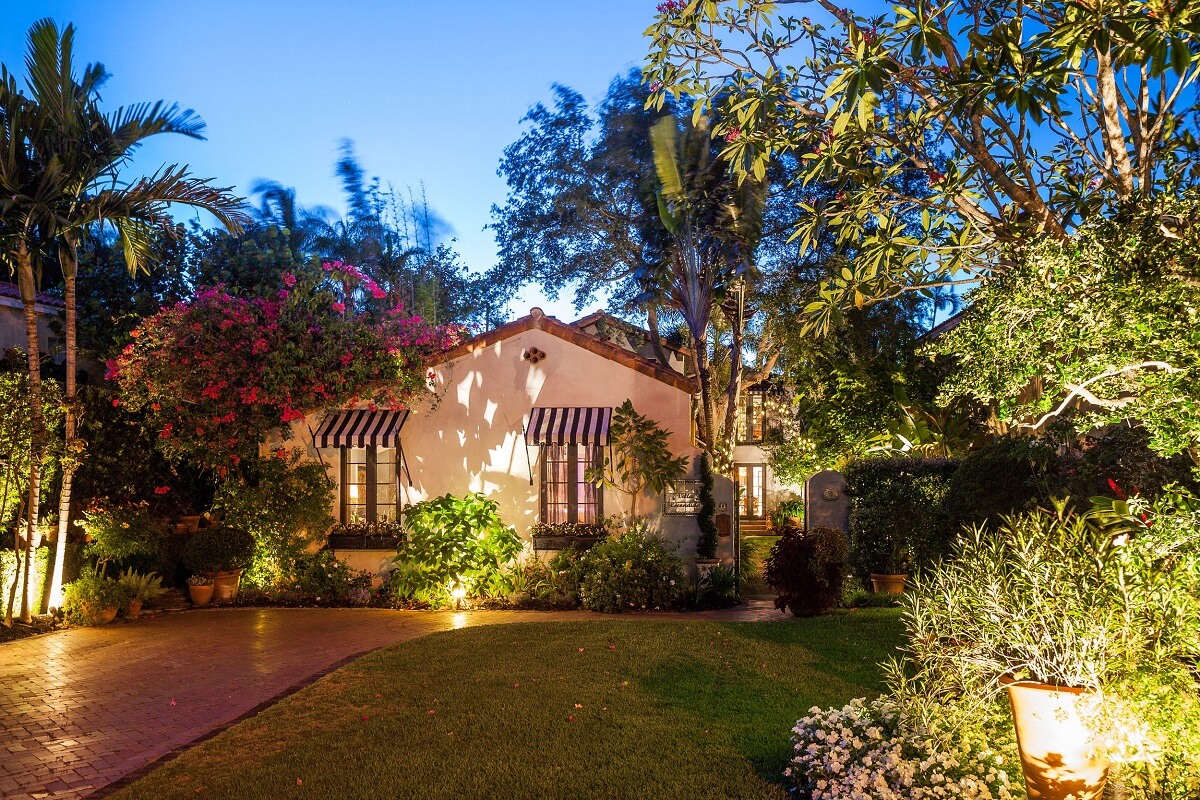 A Beautiful Spanish Style Home in Florida 36 exterior-garden-at-night
