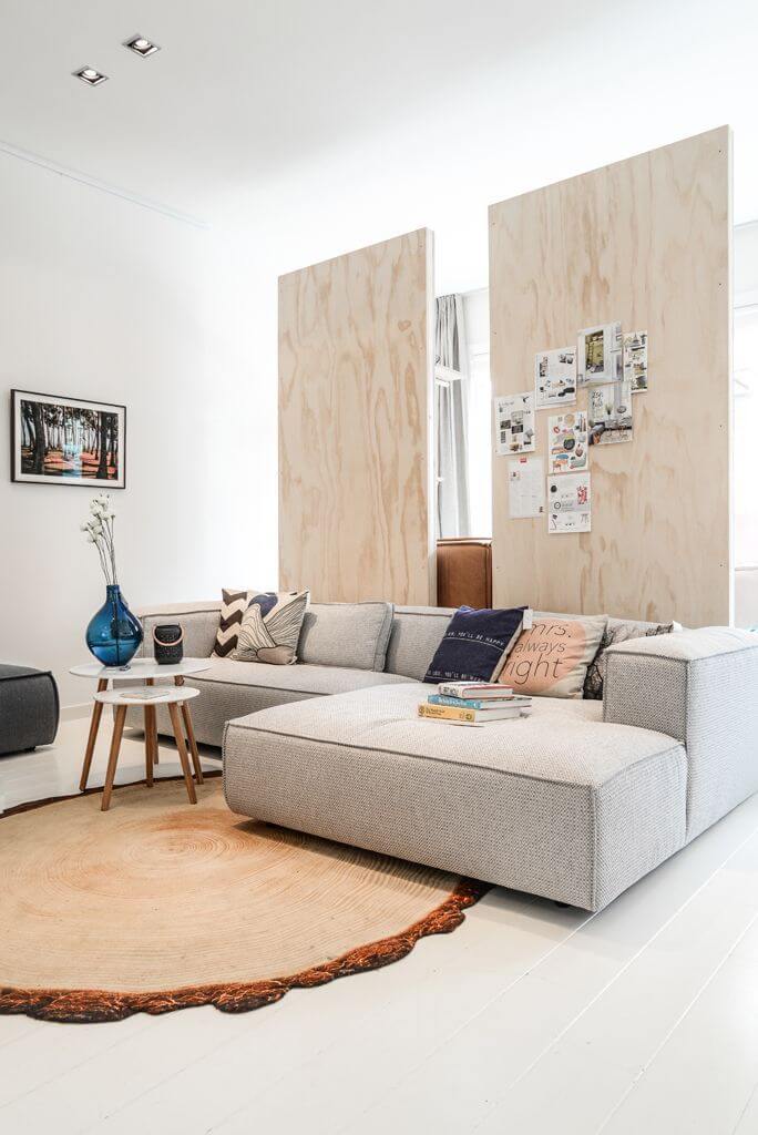 43 Ideas To Divide a Studio Apartment Into Multiple Rooms 50 freestanding-plywood-boards-room-divider-nordroom