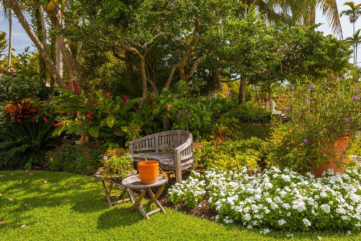 A Beautiful Spanish Style Home in Florida 32 garden-bench