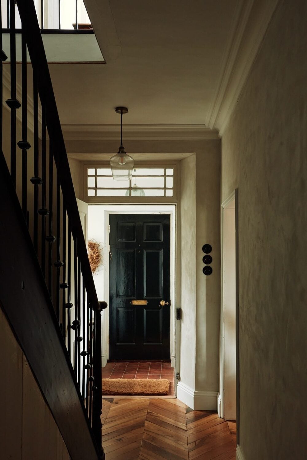 An English Cottage with a Perfect Kitchen 15 hallway-wooden-floor-bauwerk-lime-paint-nordroom