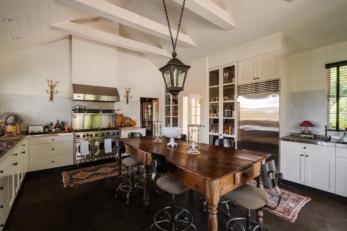 Black Accents in a Traditional Los Angeles Home 4 large-country-style-kitchen-rustic-island-nordroom