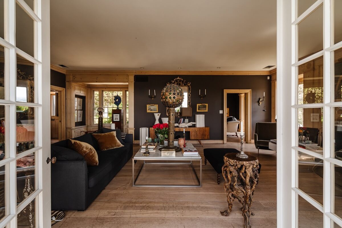 Black Accents in a Traditional Los Angeles Home 6 living-room-view-from-veranda-nordroom