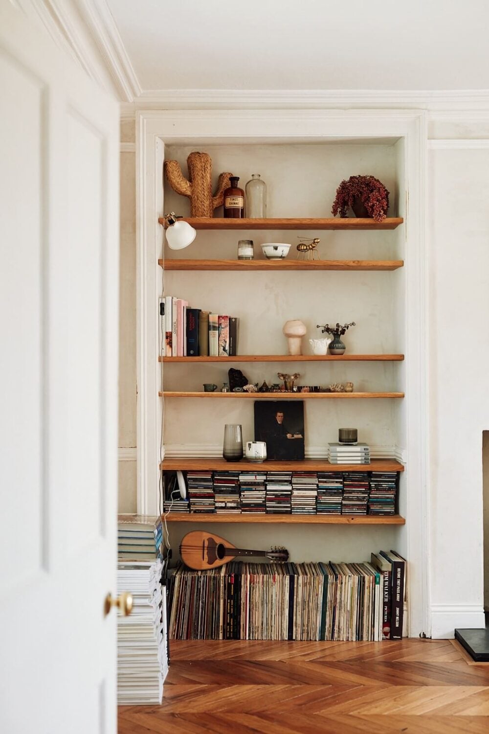 An English Cottage with a Perfect Kitchen 2 niche-built-in-shelves-music-collection-nordroom