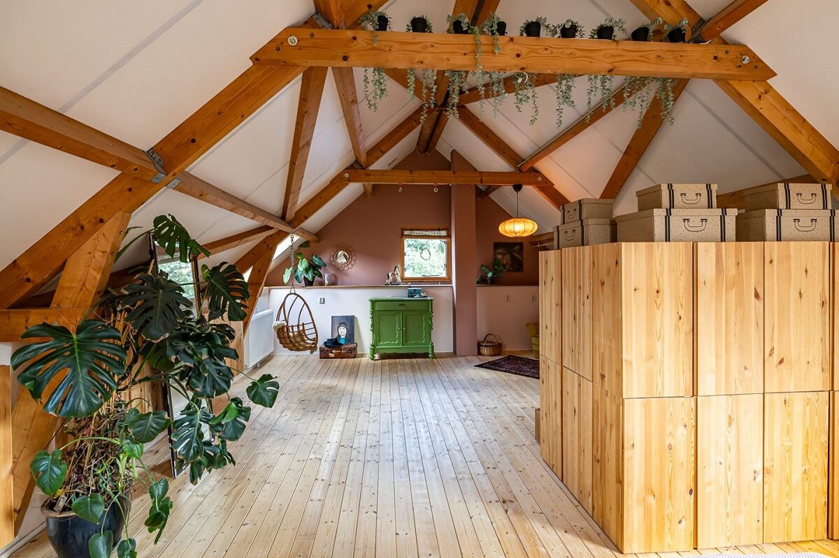 A Colorful Church Conversion in The Netherlands 25 open-plan-attic-bedroom-ikea-ivar-cabinets-nordroom