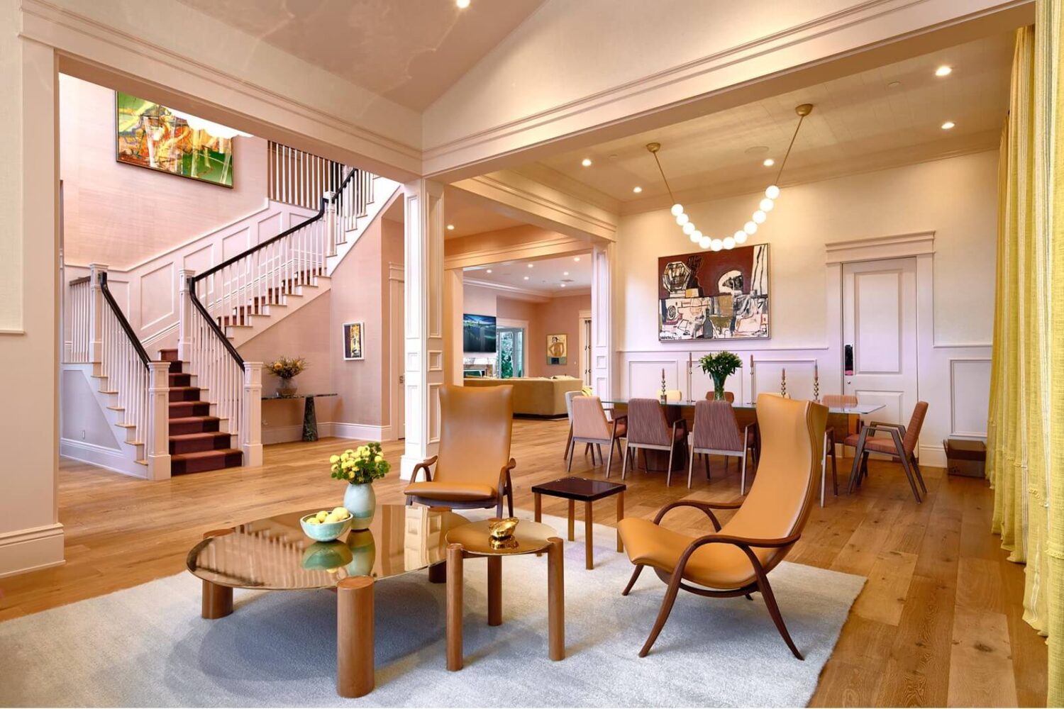 17 Shades of Pink in Fredrik Eklund's Beverly Hills Home 3 open-plan-living-room-color-accents-nordroom