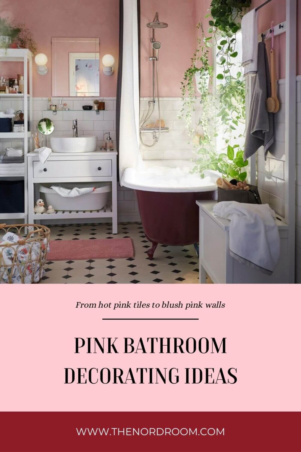 89 Pink Bathroom Ideas: From Hot Pink Walls to Blush Tiles 1 pink-bathroom-ideas-nordroom