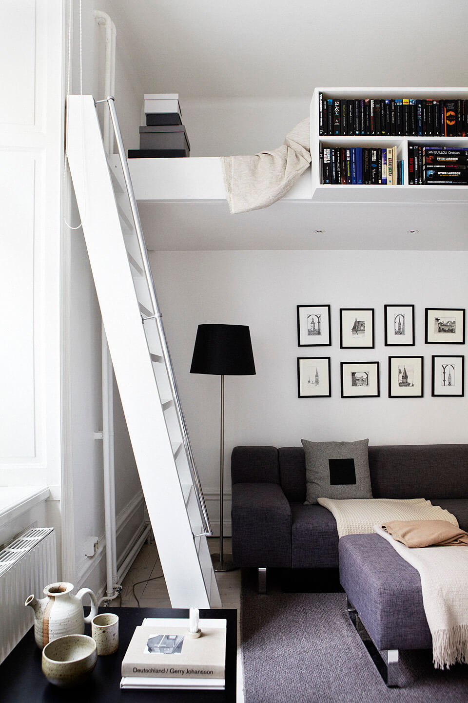 43 Ideas To Divide a Studio Apartment Into Multiple Rooms 35 studio apartment with loft bed and bookshelves nordroom
