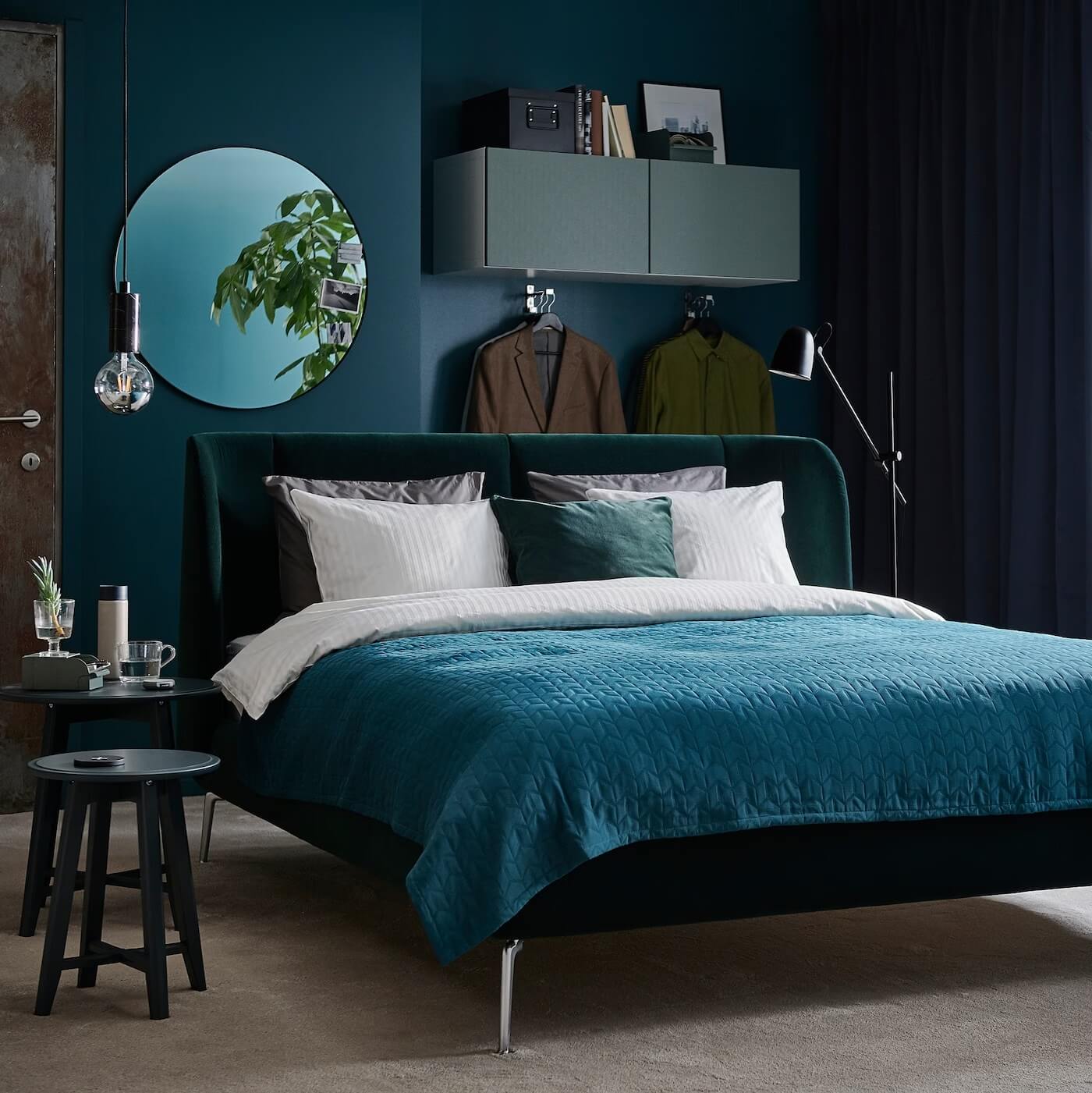 IKEA Catalogue 2026 + New IKEA Collections 5 teal-blue-ikea-bedroom-round-mirror-nordroom