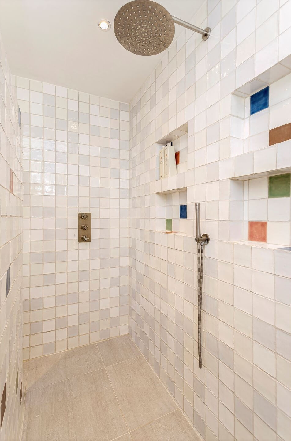 A Colorful School Conversion in The Netherlands 16 walk-in-shower-zellige-tiles-niches-nordroom