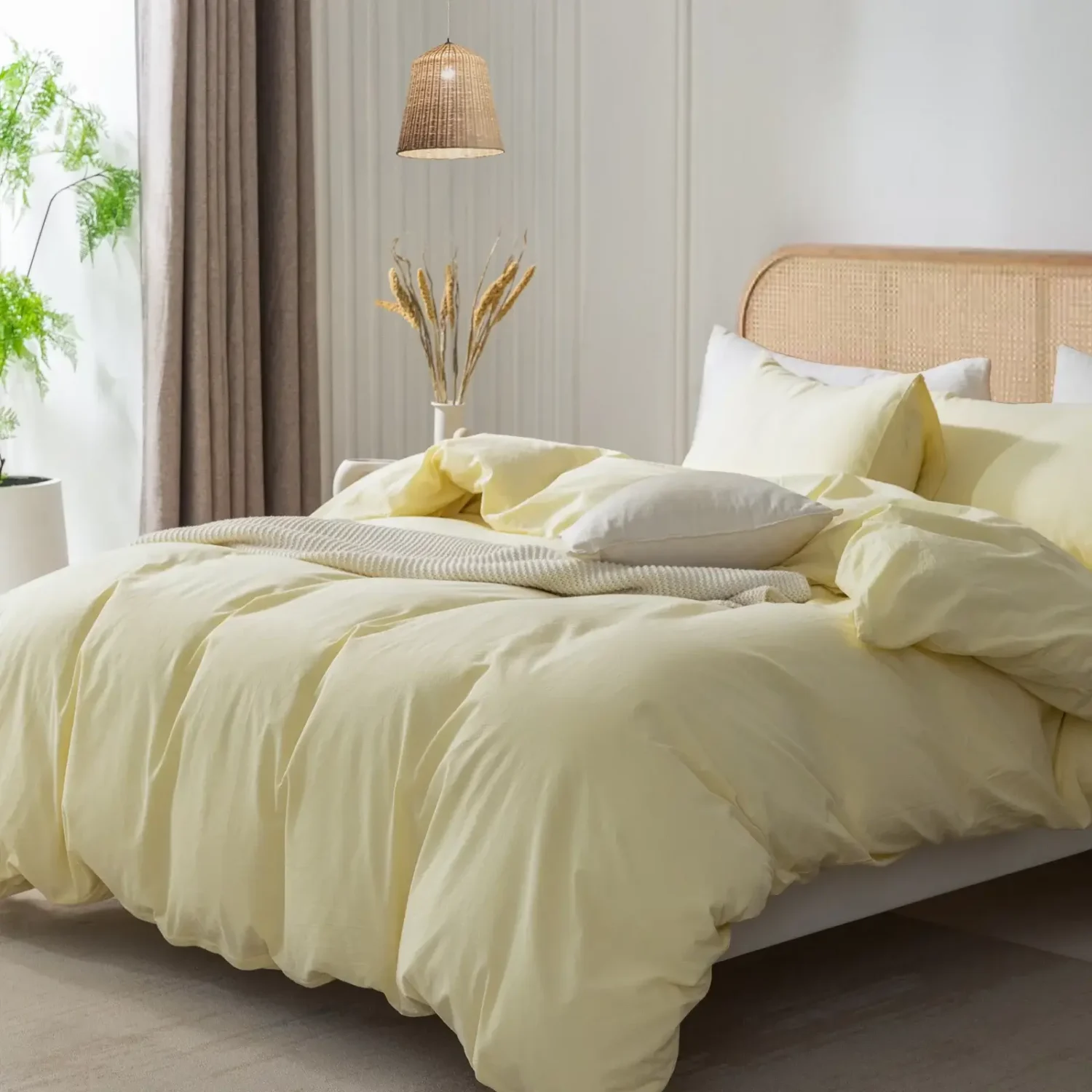 Glidden & PPG Color of the Year 2024: Limitless 34 bedroom-pale-yellow-bedding-color-trends-nordroom