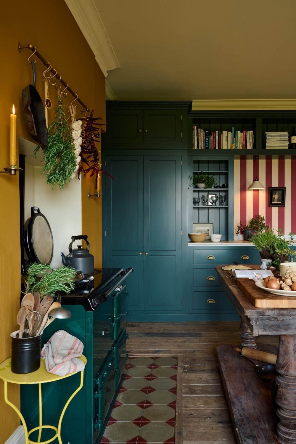 A Colorful deVOL Kitchen by Clarence & Graves 7 blue-classic-english-kitchen-cabinets-striped-wall-nordroom