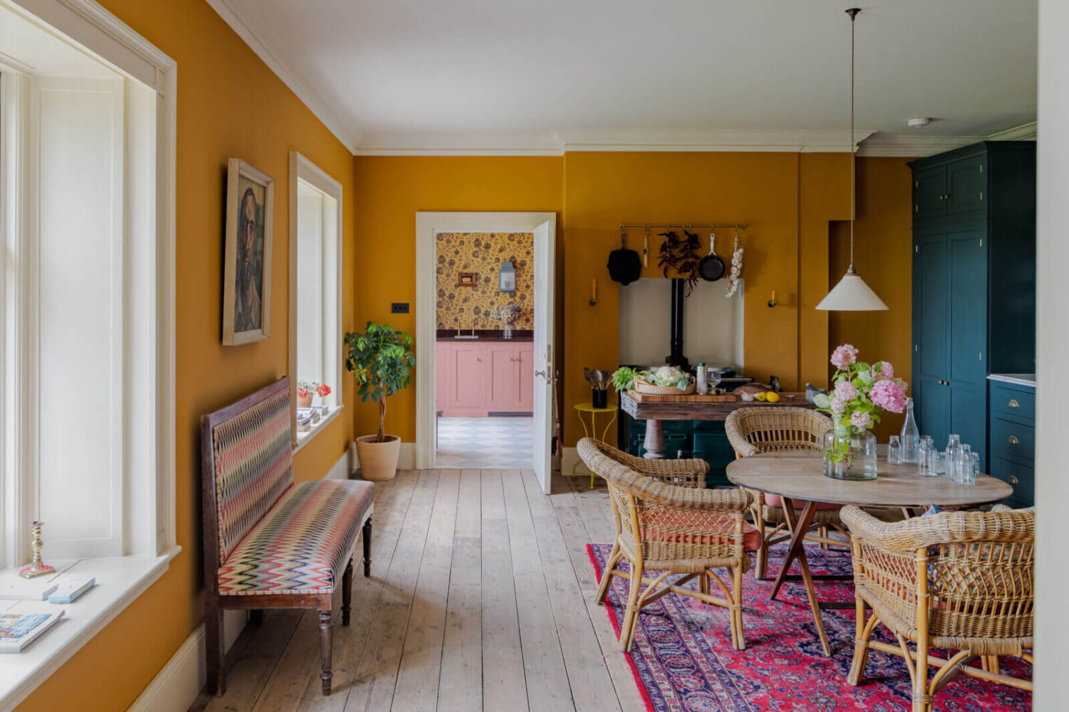 A Colorful Renovated Country House by Clarence & Graves 7 blue-yellow-kitchen-clarence-and-graves-devol-nordroom
