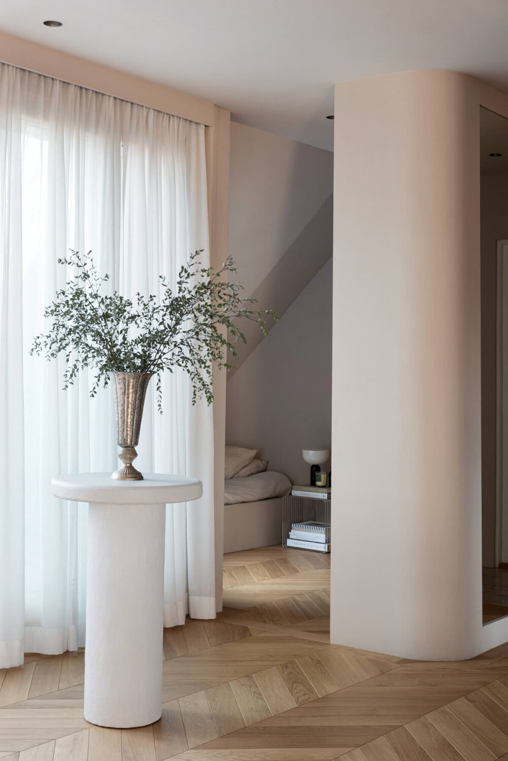 A Luxurious Penthouse Apartment in Stockholm 14 chevron-wooden-floor-guest-bedroom-nordroom