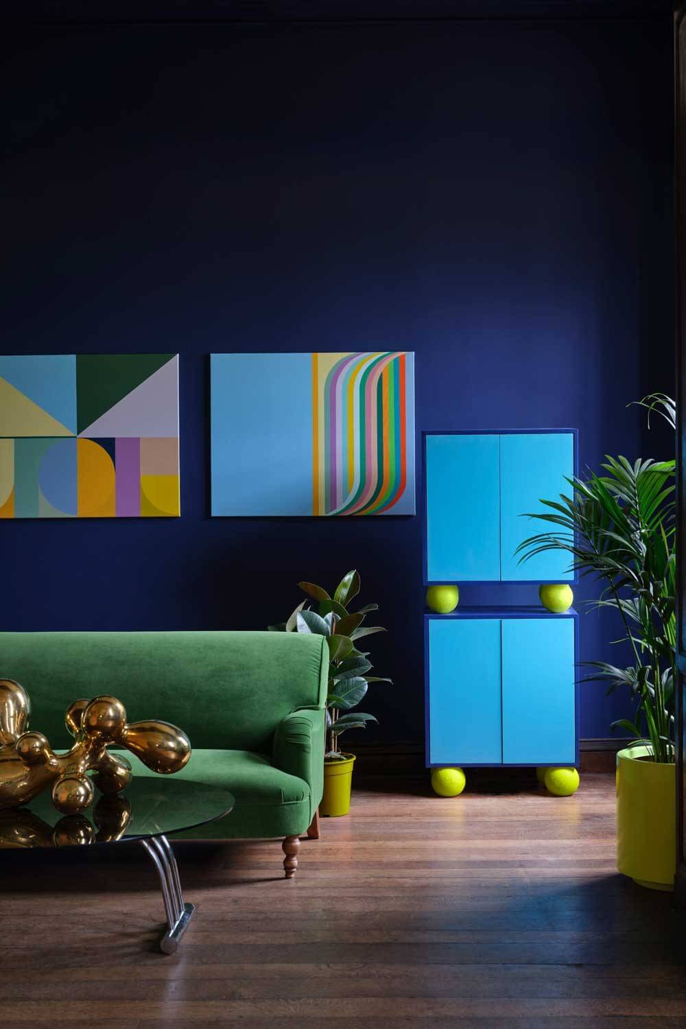 Christopher John Rogers x Farrow & Ball "Carte Blanche" Collection 6 christopher-john-rogers-farrow-ball-living-room-deep-blue-wall-nordroom