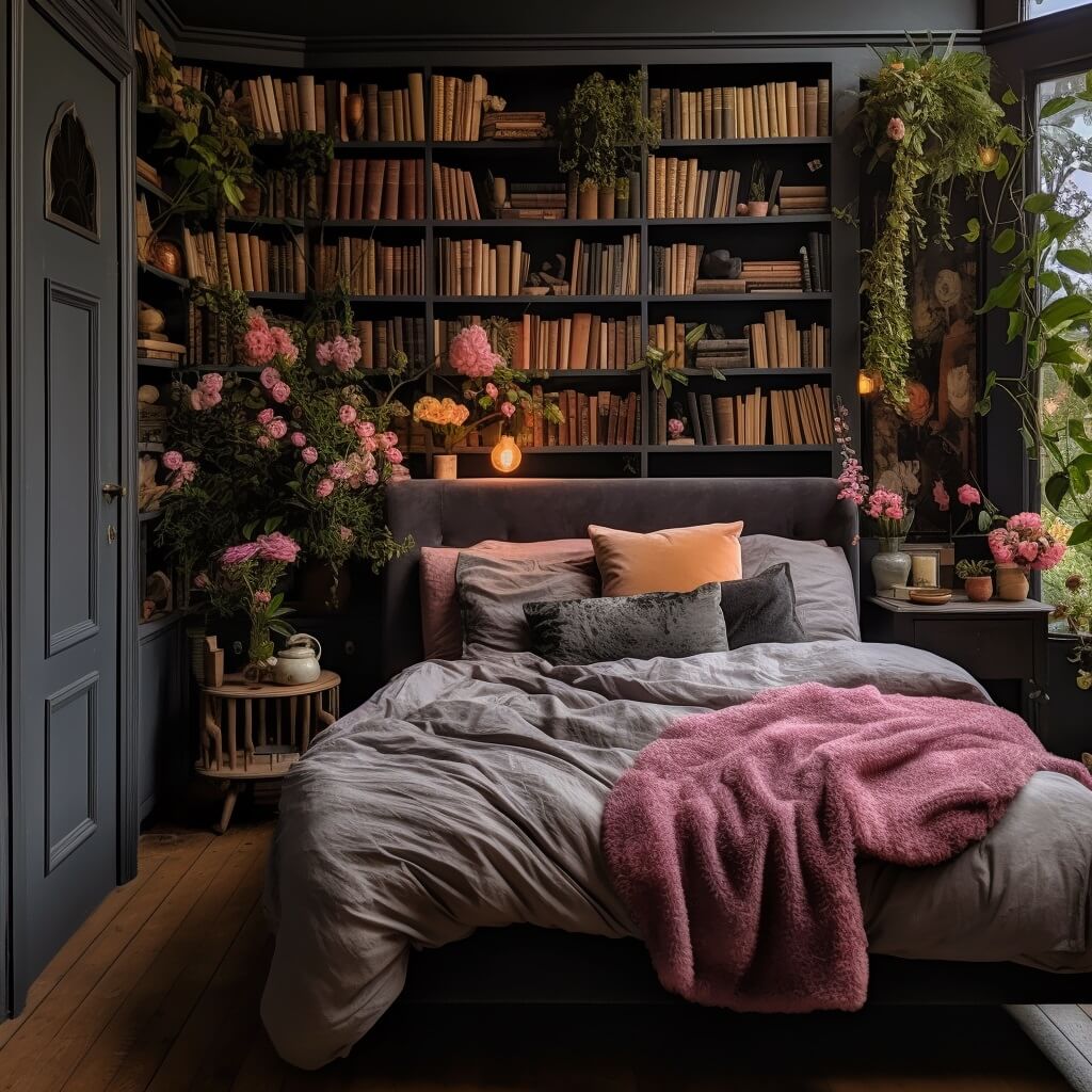 Boost Your Home's Value by Thousands with This Simple Paint Trick! 10 dark gray bedroom pink accents books nordroom
