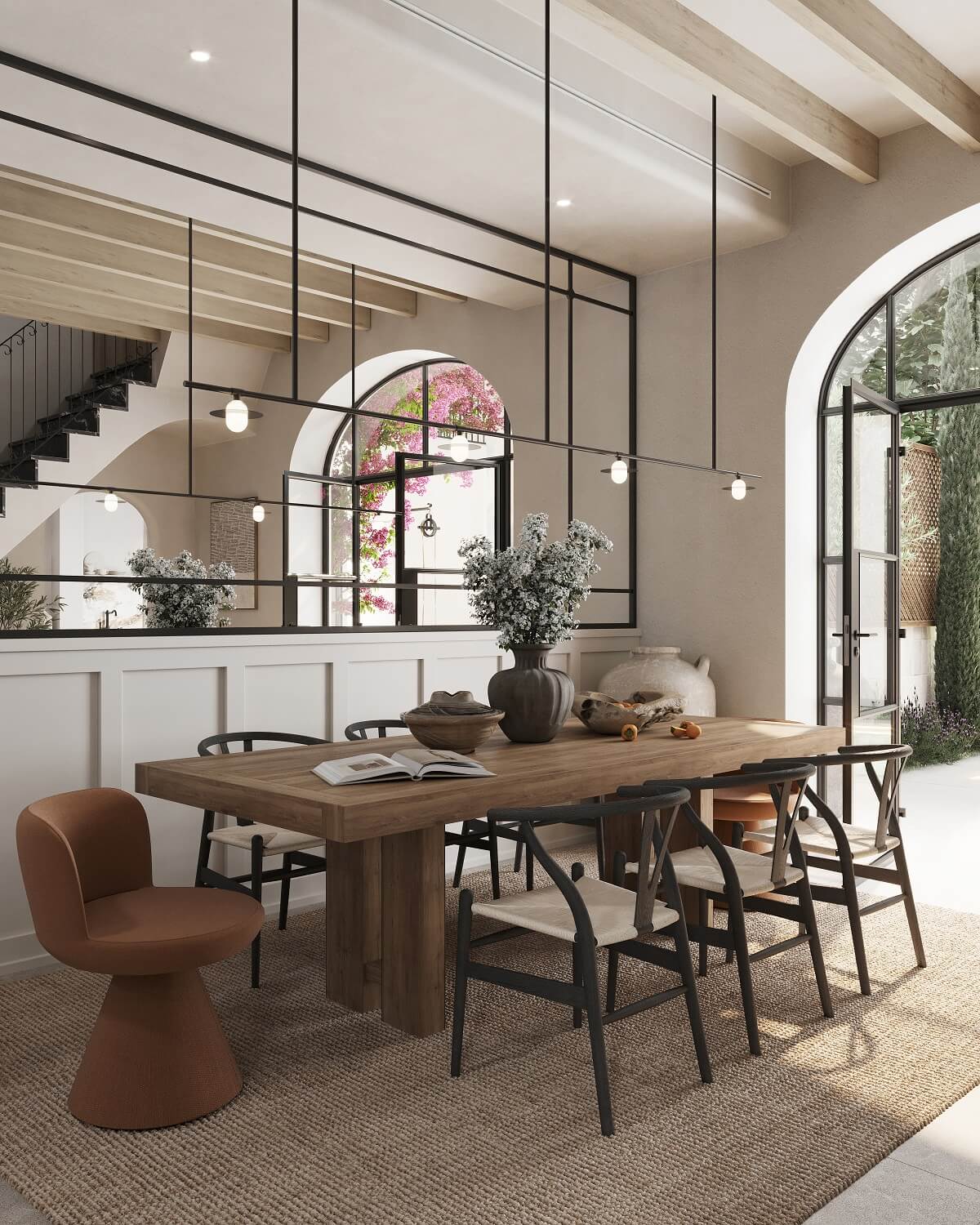 A Renovated Townhouse on Mallorca with a Swimming Pool 3 dining-room-large-mirror-wooden-table-nordroom