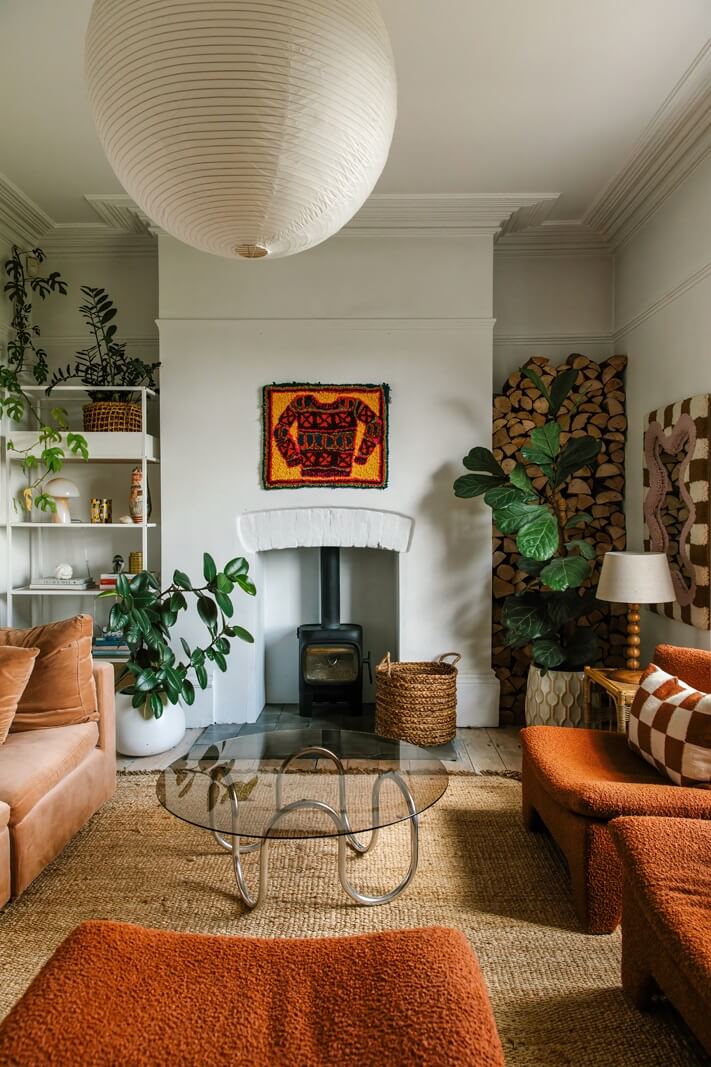 A Georgian House in England with Bold Color Pops 16 earthy-colored-couch-living-room-nordroom