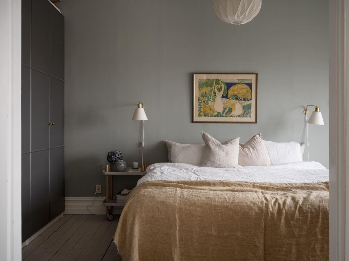 A Pink Kitchen Wall in a Scandinavian Apartment 7 gray-bedroom-built-in-wardrobes-nordroom