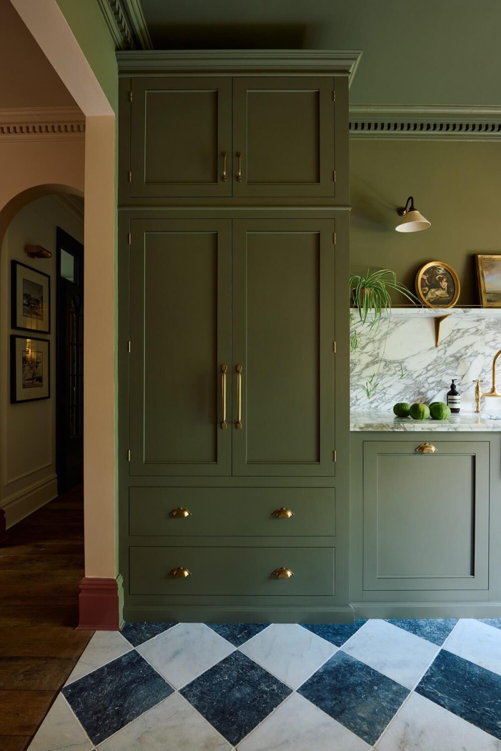 An All-Green deVOL Kitchen with A Marble Checkerboard Floor 5 green-classic-english-cabinets-pantry-nordroom