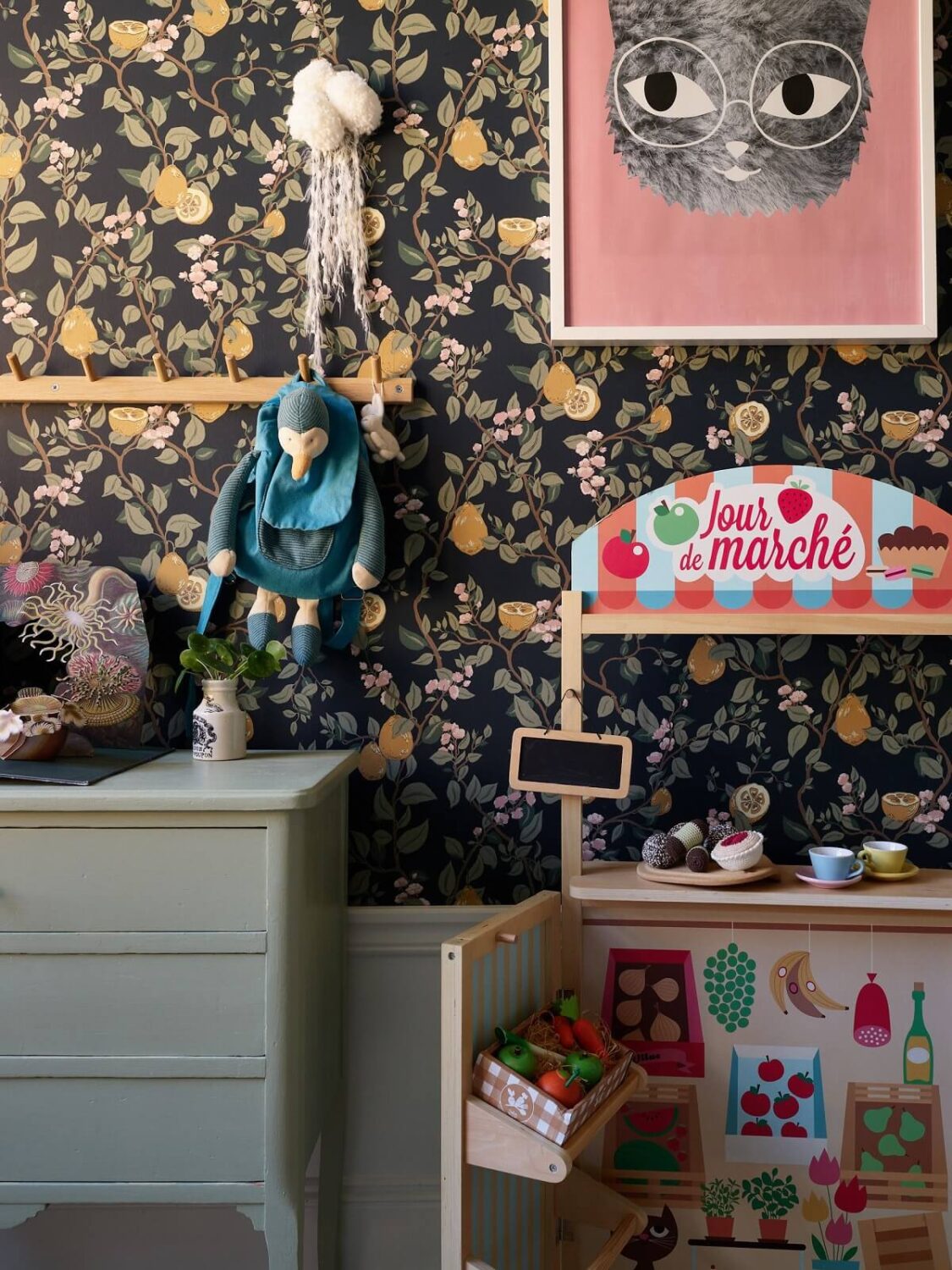 Beige Walls in a Serene Family Apartment in Sweden 24 kids-bedroom-wallpaper-nordroom