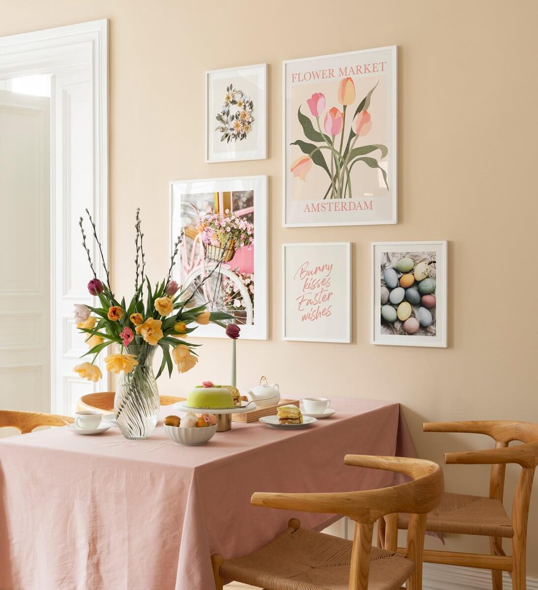 Glidden & PPG Color of the Year 2024: Limitless 21 kitchen-dining-space-light-yellow-wall-pink-table-cloth-nordroom