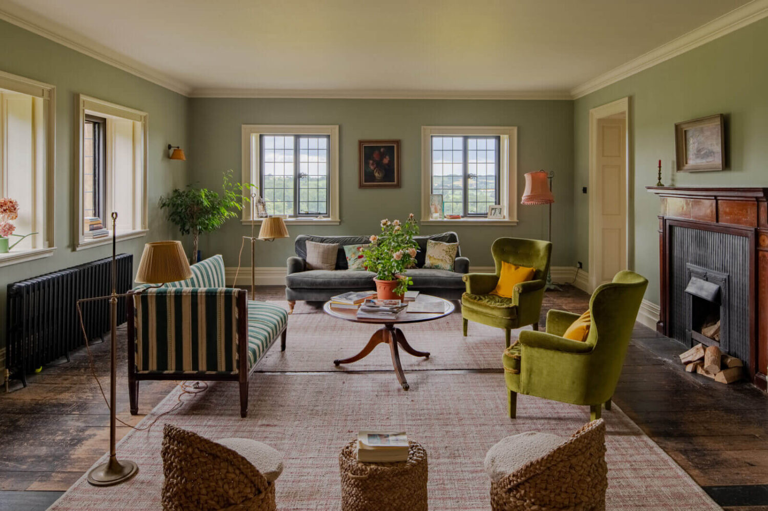 A Colorful Renovated Country House by Clarence & Graves 1 living-room-blue-gray-farrow-ball-wall-paint-country-house-england-clarence-and-graves-nordroom