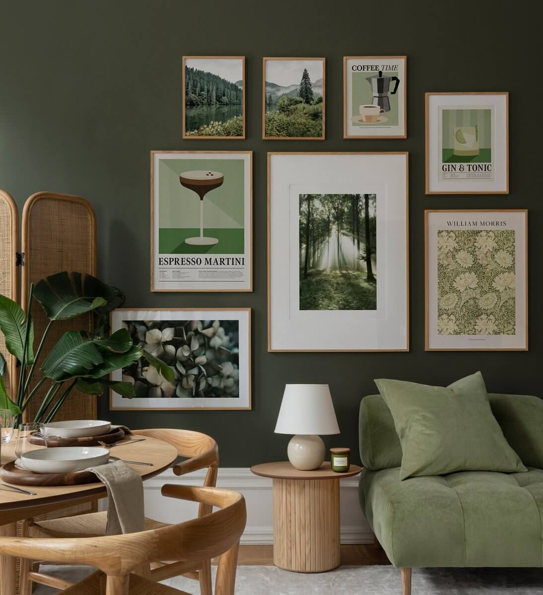 Dutch Boy Color of the Year 2024: Ironside 36 living-room-dark-green-wall-paint-prints-nordroom