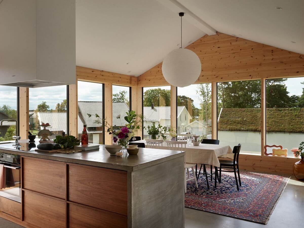 A Small Historic Swedish House with a Modern Extension 6 modern-wooden-kitchen-pitched-ceiling-nordroom