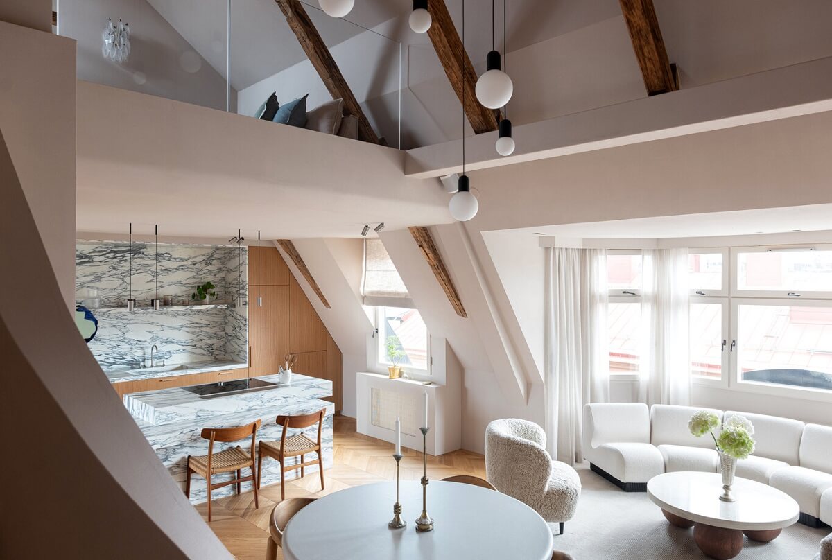 A Luxurious Penthouse Apartment in Stockholm 2 open-plan-penthouse-high-ceilings-nordroom