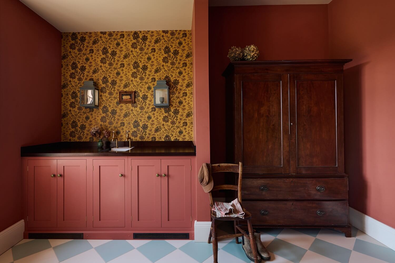 A Colorful deVOL Kitchen by Clarence & Graves 15 pink-utility-room-house-of-hackney-wallpaper-clarence-and-graves-devol-nordroom