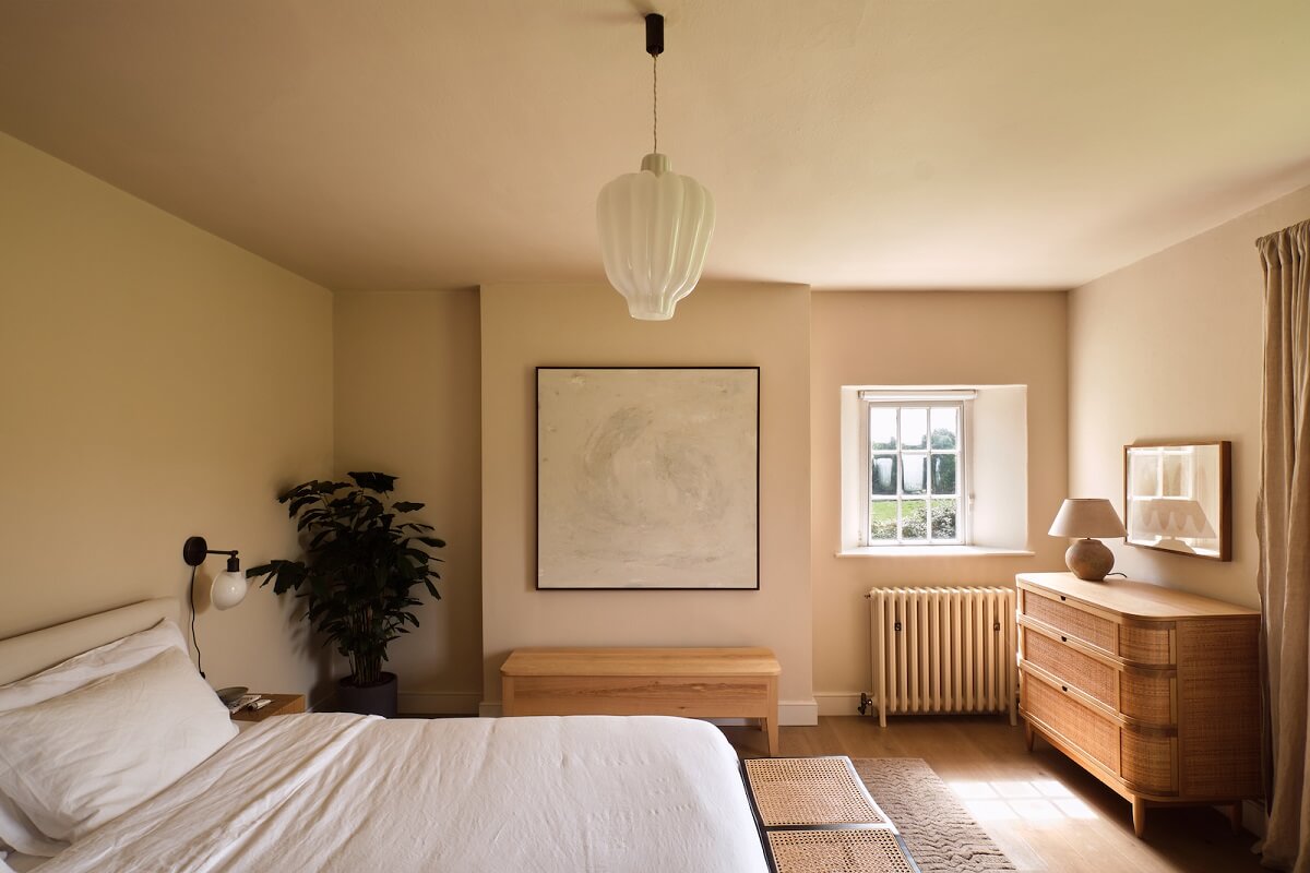 A Beautiful Chapel Conversion in England 18 serene-bedroom-beige-walls-nordroom