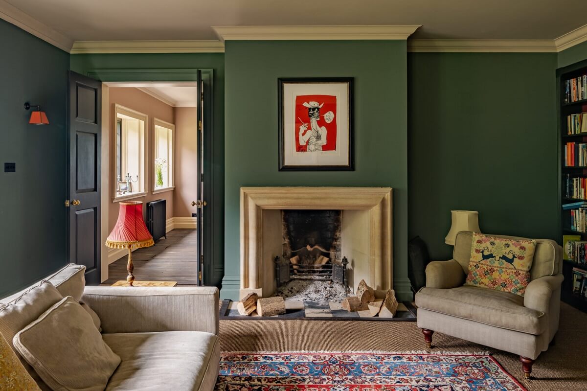 A Colorful Renovated Country House by Clarence & Graves 17 sitting-room-stone-fireplace-country-house-nordroom