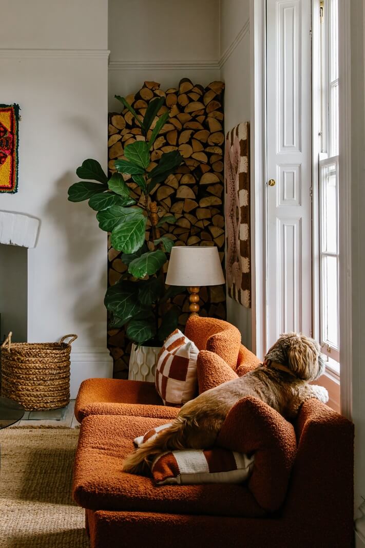 A Georgian House in England with Bold Color Pops 17 sitting-room-terracotta-sofa-nordroom