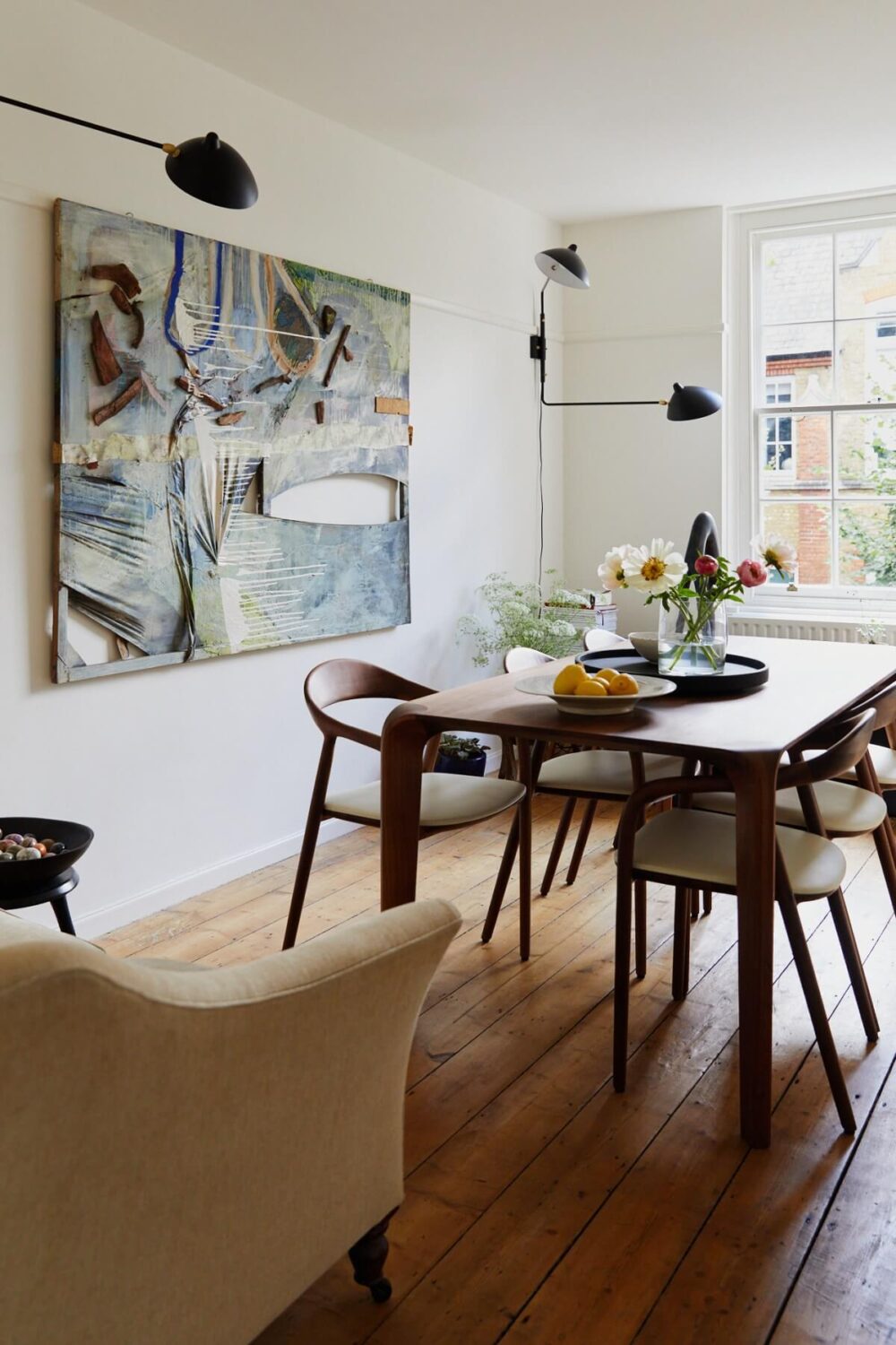 A London Apartment with a Small Blue deVOL Kitchen 2 small-living-room-large-dining-table-nordroom