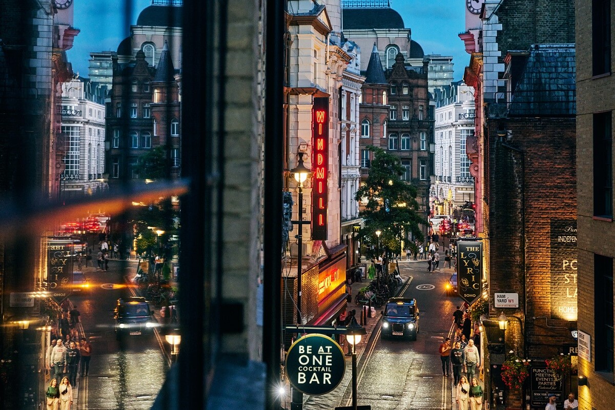 A Modern London Home with Custom Built Oak Furniture 24 Great-Windmill-Street-evening-view-nordroom