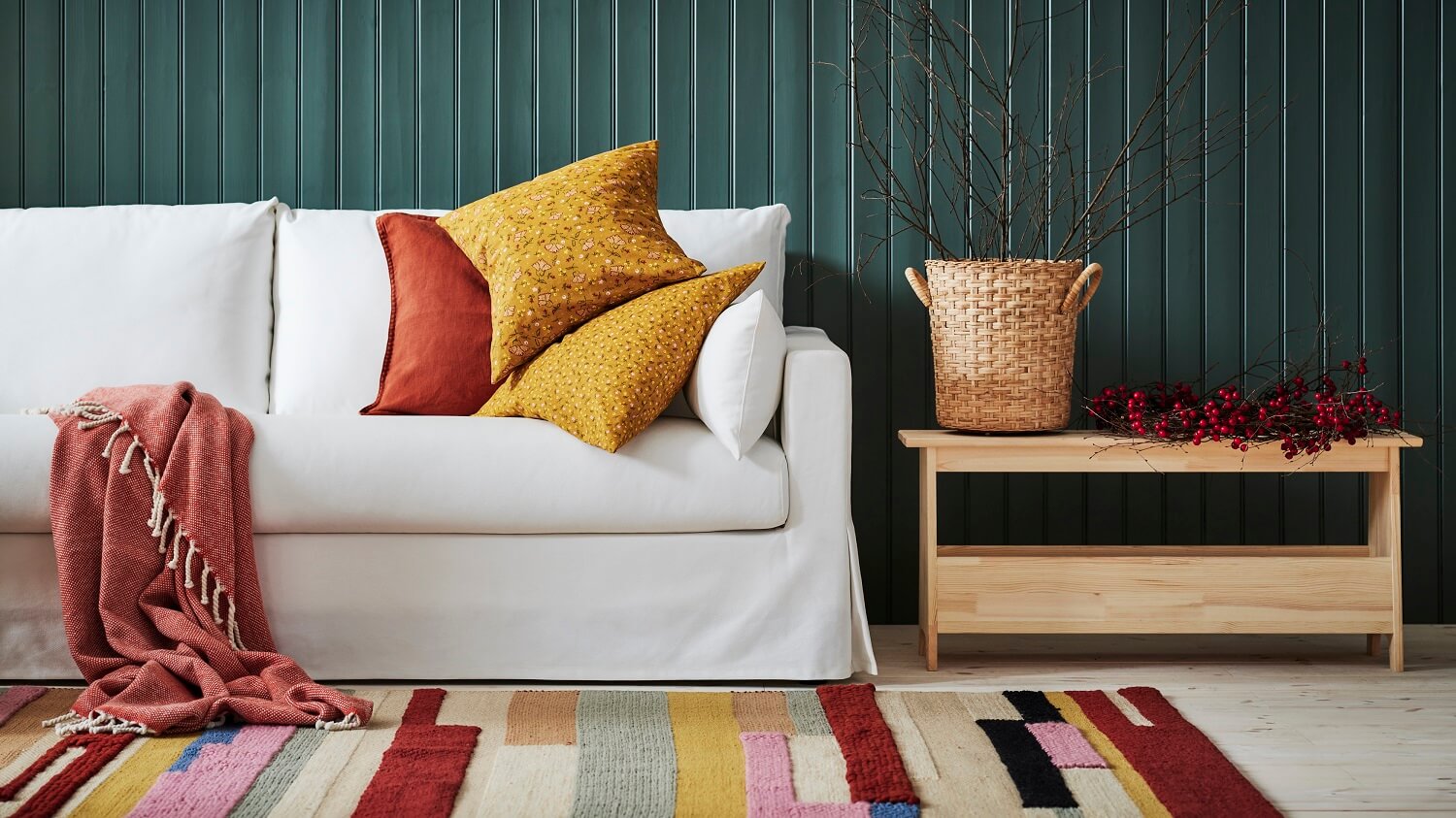New IKEA Products October 2023: Bold Colors & Rustic Designs 10 IKEA_HYLTARP_sofa-colorful-textiles-nordroom