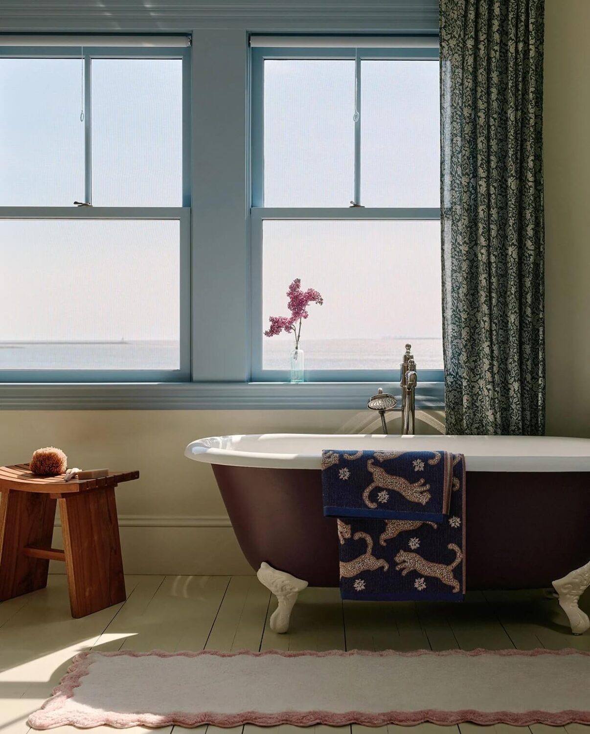 Sherwin-Williams Color of the Year 2024: Upward 37 bathroom-clawfoot-bath-blue-window-frames-nordroom