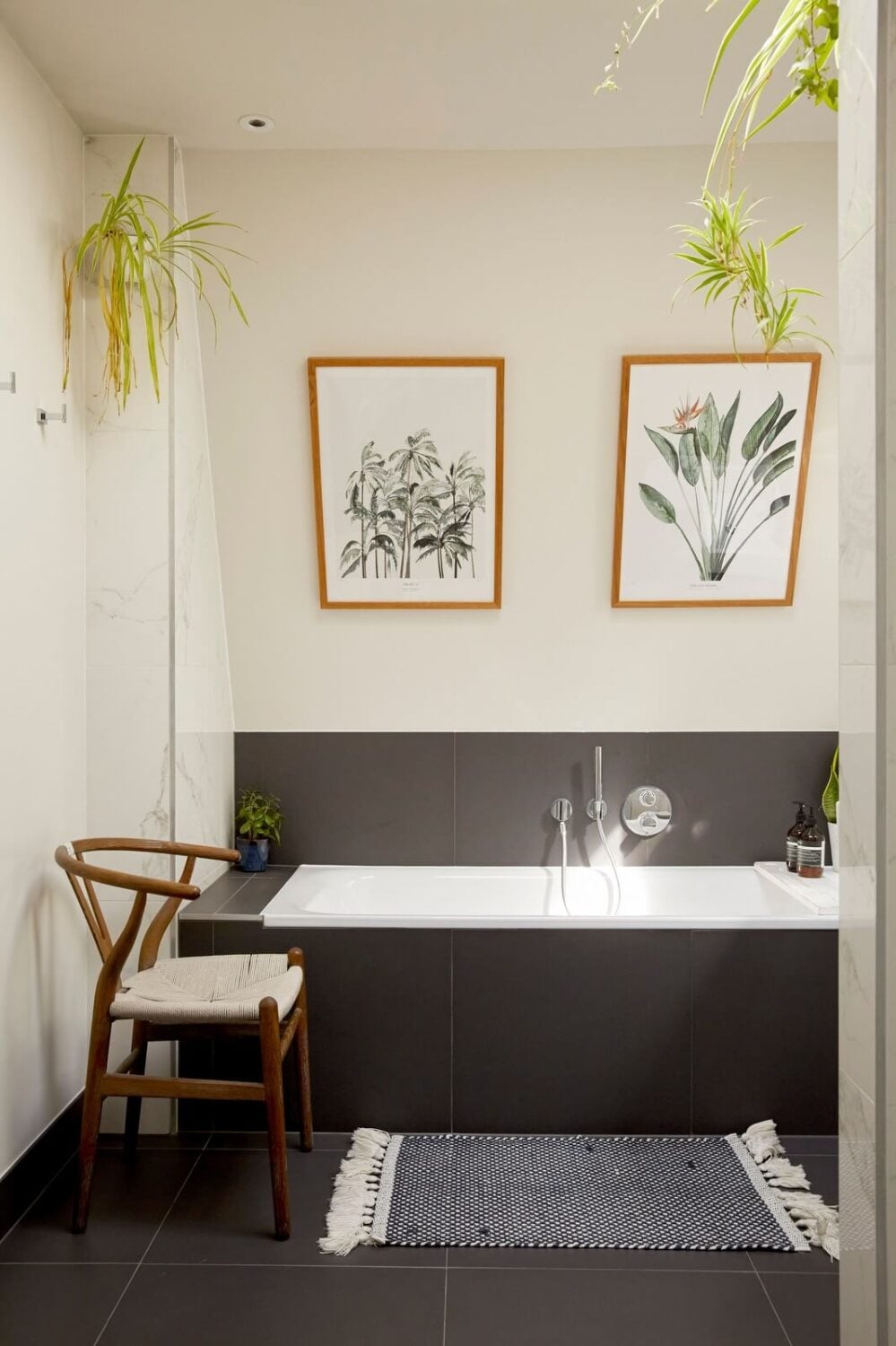 A Light Attic Apartment in London 14 bathroom-gray-tiles-plants-nordroom