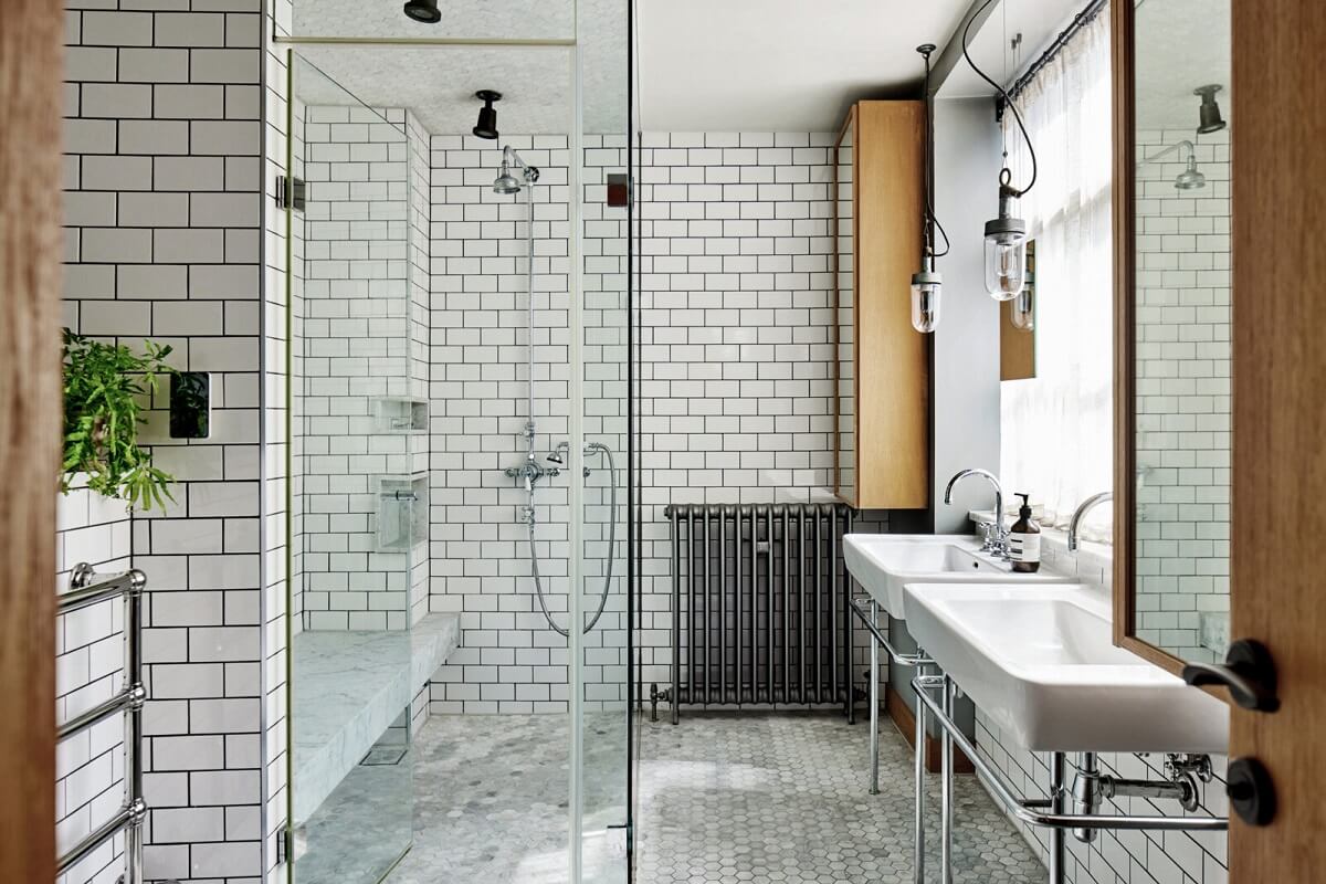 A Modern London Home with Custom Built Oak Furniture 14 bathroom-subway-tiles-walk-in-shower-nordroom