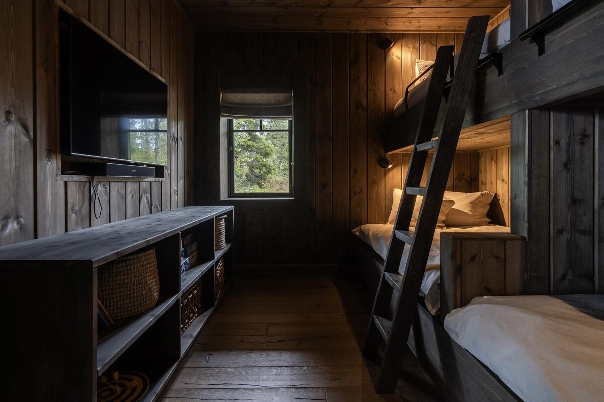 A Modern Rustic Log House in Sweden 14 bedroom-double-bunk-beds-nordroom