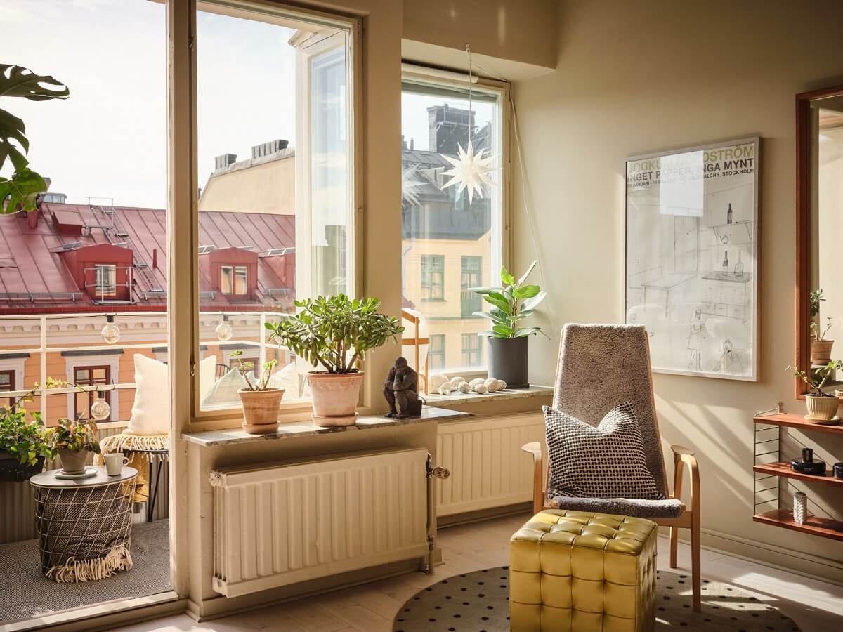 A Serene Beige Apartment with Two Balconies 4 beige-living-room-balcony