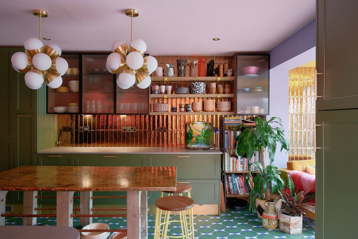 A Fun Colorful Family House in England 16 colorful-green-kitchen-nordroom