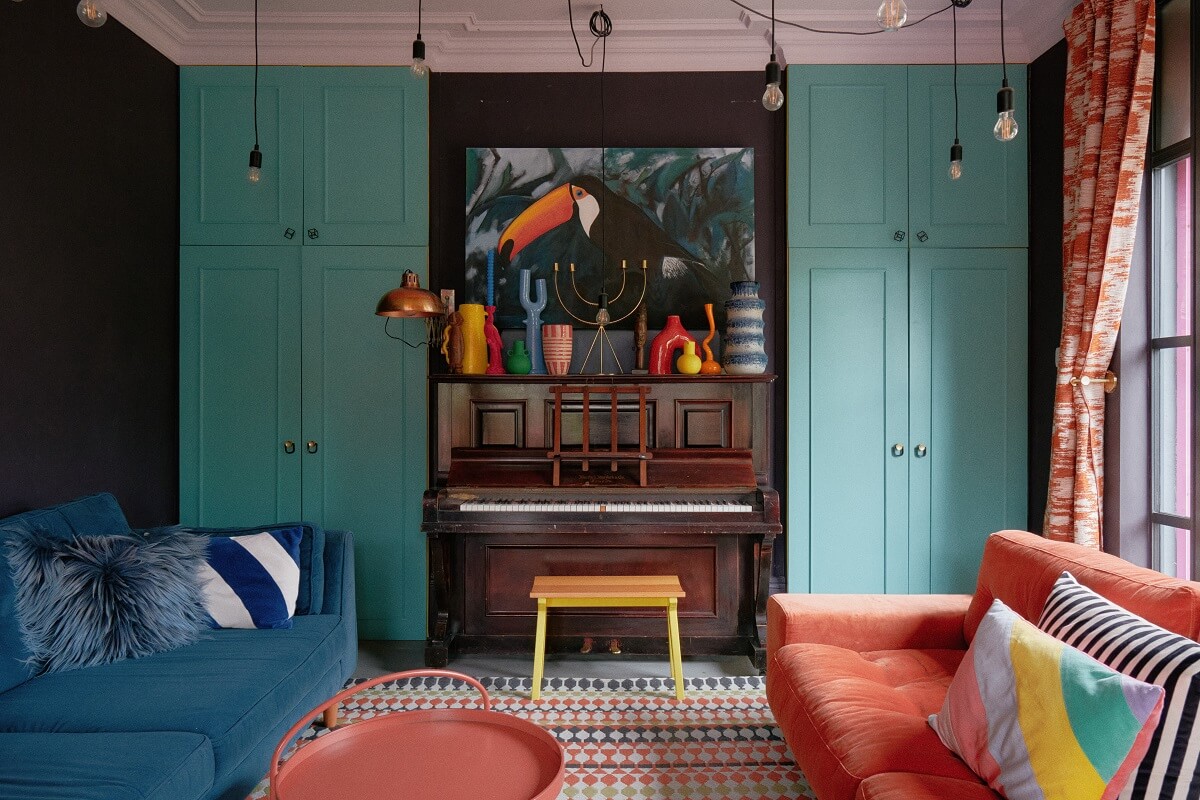 A Fun Colorful Family House in England 7 colorful-living-room-piano-nordroom