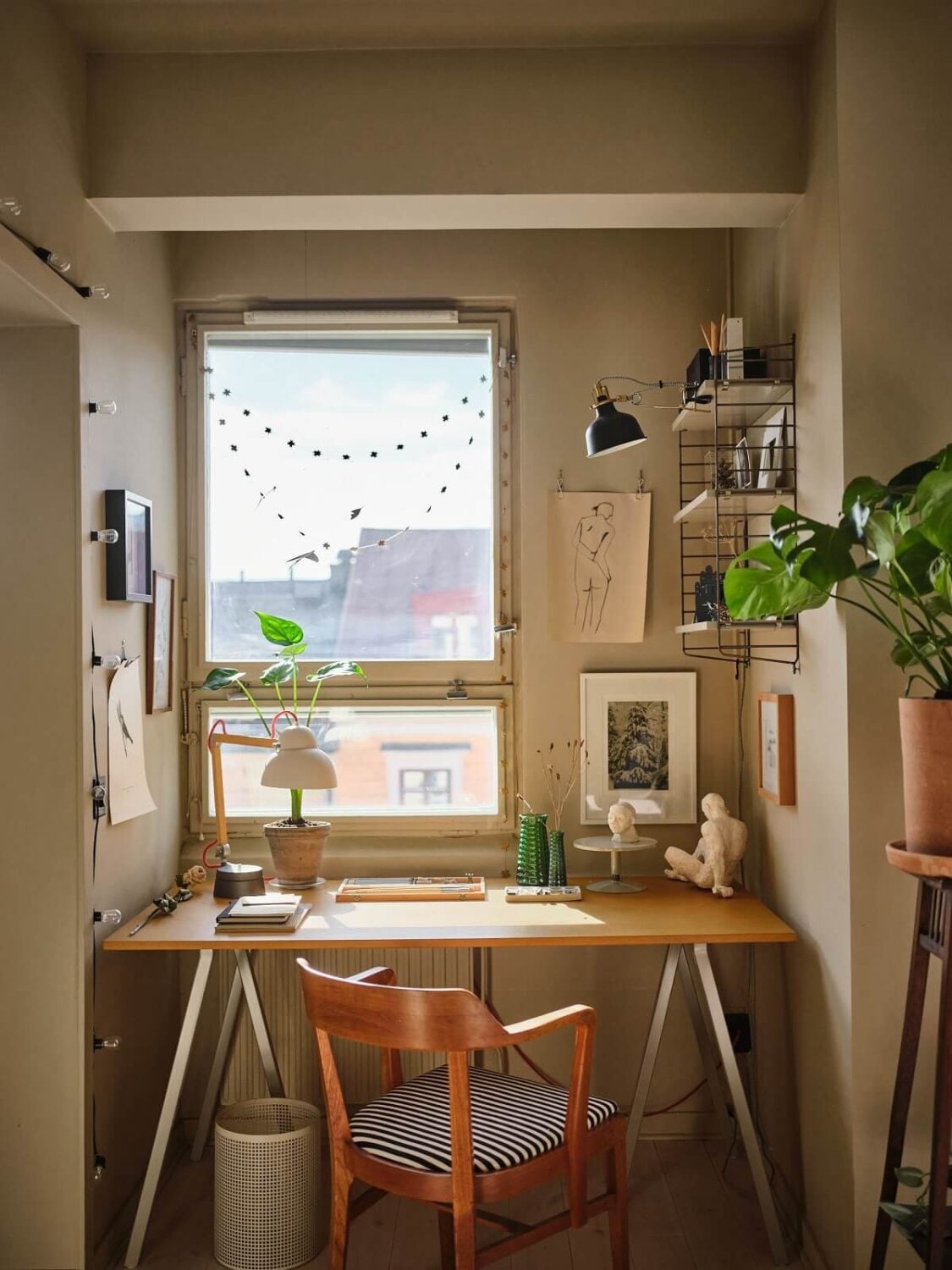 A Serene Beige Apartment with Two Balconies 8 desk-under-window-nordroom