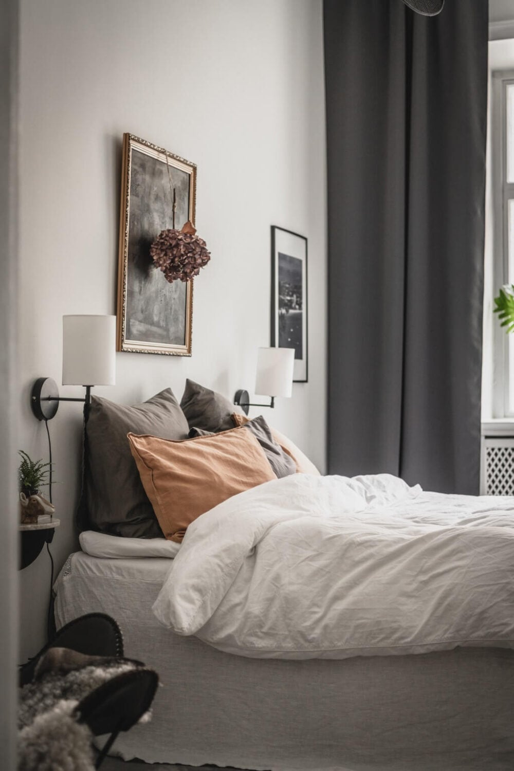 A Dark Gray Painted Ceiling in a Scandi Apartment 14 gray-bedroom-scandi-apartment-nordroom