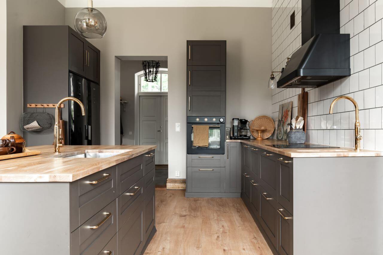 A Former Swedish School is Now a Beautiful Home 4 gray-kitchen-with-island-nordroom