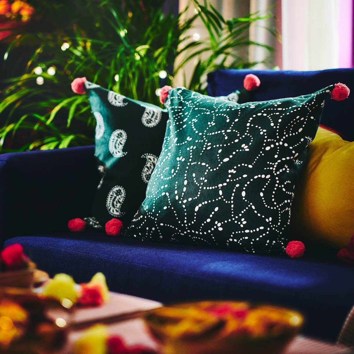 IKEA AROMATISK Collection: Indian-Inspired Home Accessories 16 ikea aromatisk green pillows with tassels nordroom