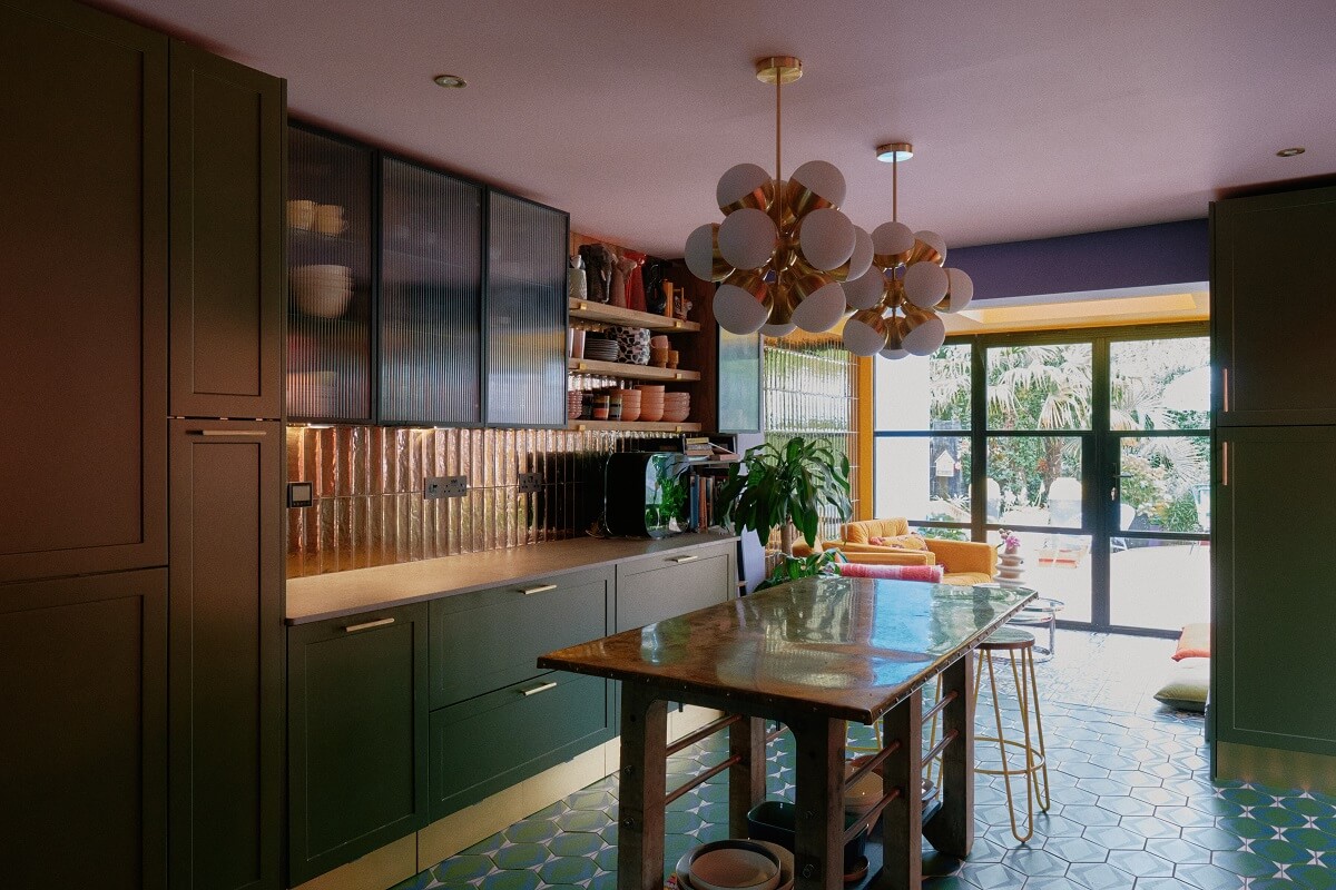 A Fun Colorful Family House in England 15 kitchen-green-cabinets-island-nordroom